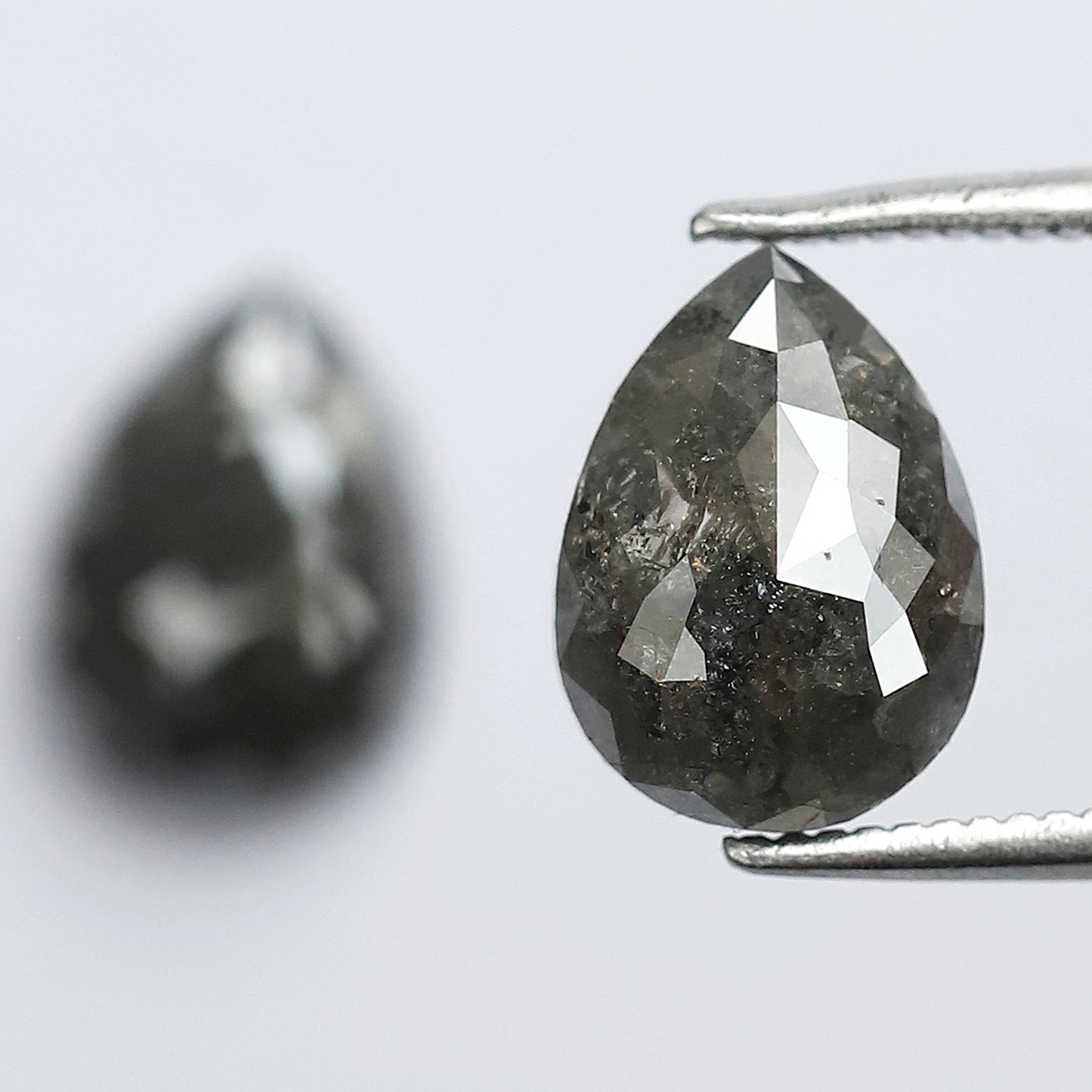 3.91 CT Pear Salt and Pepper Diamond Pair, Natural Rustic Gray Diamonds, Earth Mined Pear Cut Diamonds for Earrings & Wedding Jewelry