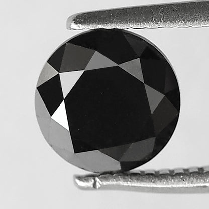 1.21 CT Loose Black Diamond Round Brilliant Cut, Conflict Free Natural Treated Diamond for Custom Wedding Jewelry