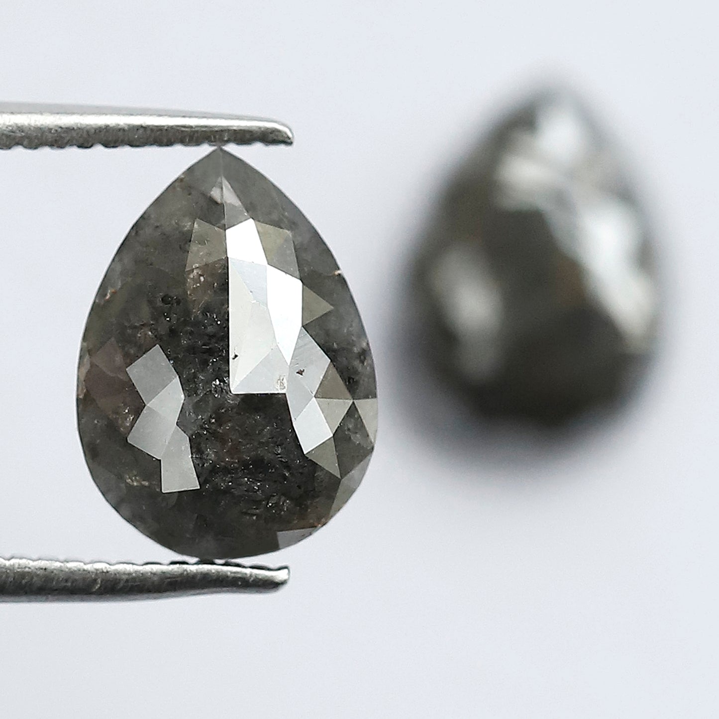 3.91 CT Pear Salt and Pepper Diamond Pair, Natural Rustic Gray Diamonds, Earth Mined Pear Cut Diamonds for Earrings & Wedding Jewelry