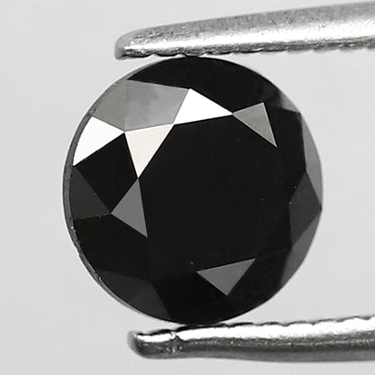 1.21 CT Loose Black Diamond Round Brilliant Cut, Conflict Free Natural Treated Diamond for Custom Wedding Jewelry