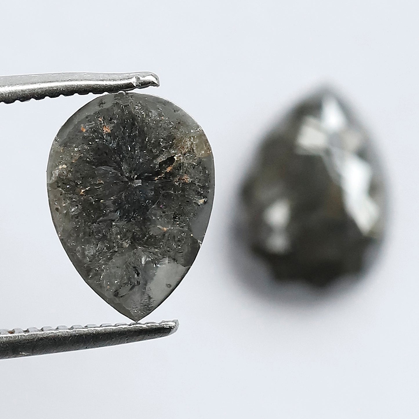 3.91 CT Pear Salt and Pepper Diamond Pair, Natural Rustic Gray Diamonds, Earth Mined Pear Cut Diamonds for Earrings & Wedding Jewelry