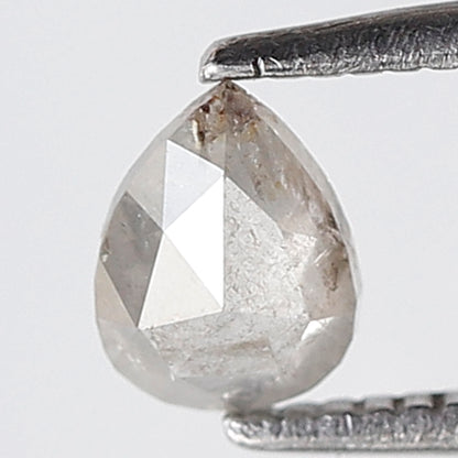 0.45 Ct Pear Shape Salt and Pepper Diamond 5 MM Natural Loose Misty White Color Diamond