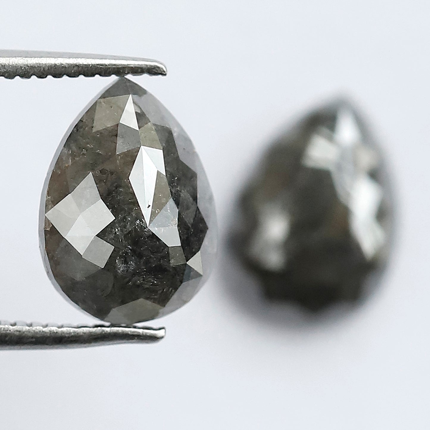 3.91 CT Pear Salt and Pepper Diamond Pair, Natural Rustic Gray Diamonds, Earth Mined Pear Cut Diamonds for Earrings & Wedding Jewelry