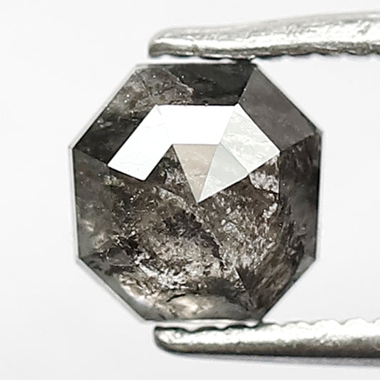 Geometric Shape 0.88 CT Salt and Pepper Diamond, Natural Gray Black Ethically Sourced Loose Diamond for Wedding Ring