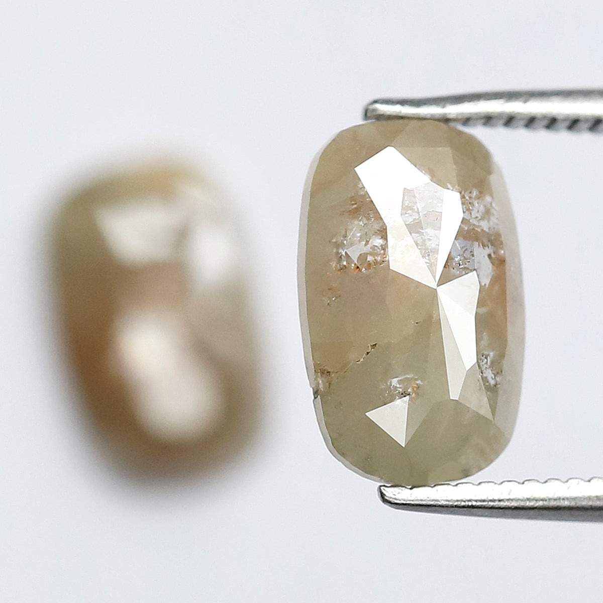 3.45 Carat Oval Cut Rustic Diamonds Pair, Peach Gray Natural Loose Diamonds, Earth Mined Stones for Earrings & Rings