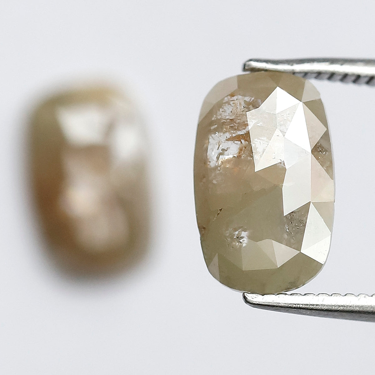 3.45 Carat Oval Cut Rustic Diamonds Pair, Peach Gray Natural Loose Diamonds, Earth Mined Stones for Earrings & Rings