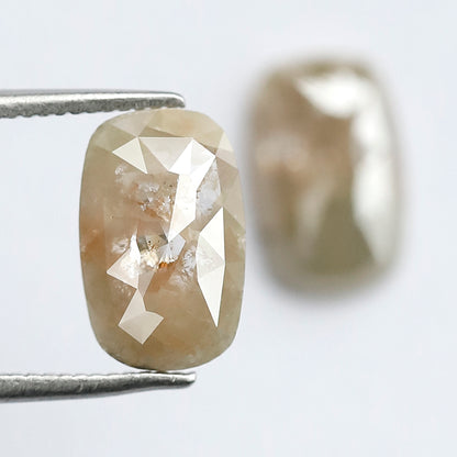 3.45 Carat Oval Cut Rustic Diamonds Pair, Peach Gray Natural Loose Diamonds, Earth Mined Stones for Earrings & Rings