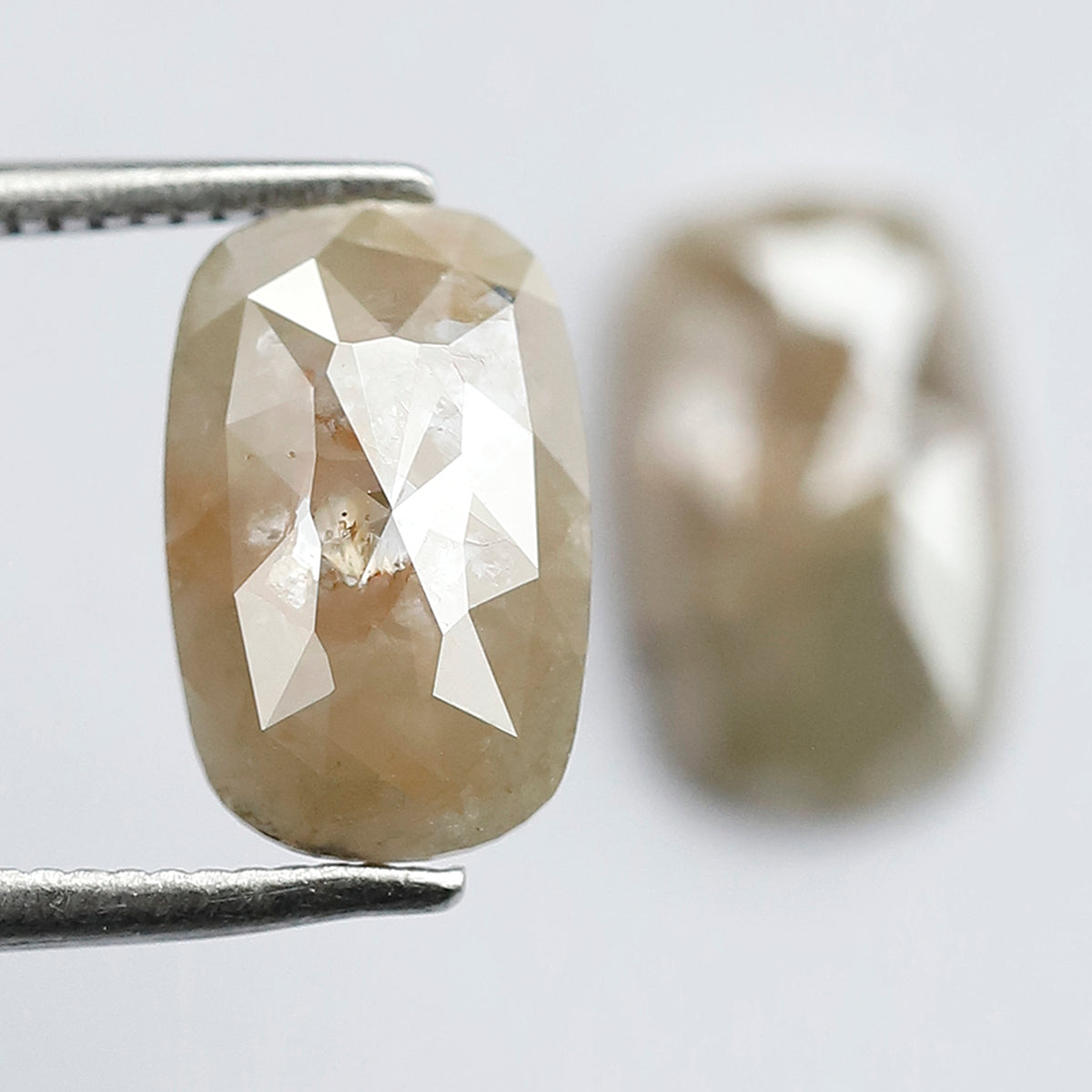 3.45 Carat Oval Cut Rustic Diamonds Pair, Peach Gray Natural Loose Diamonds, Earth Mined Stones for Earrings & Rings
