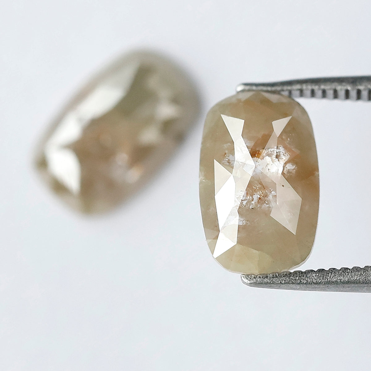 3.45 Carat Oval Cut Rustic Diamonds Pair, Peach Gray Natural Loose Diamonds, Earth Mined Stones for Earrings & Rings