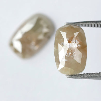 3.45 Carat Oval Cut Rustic Diamonds Pair, Peach Gray Natural Loose Diamonds, Earth Mined Stones for Earrings & Rings