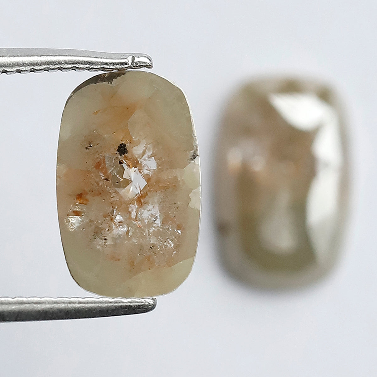3.45 Carat Oval Cut Rustic Diamonds Pair, Peach Gray Natural Loose Diamonds, Earth Mined Stones for Earrings & Rings