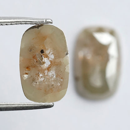 3.45 Carat Oval Cut Rustic Diamonds Pair, Peach Gray Natural Loose Diamonds, Earth Mined Stones for Earrings & Rings