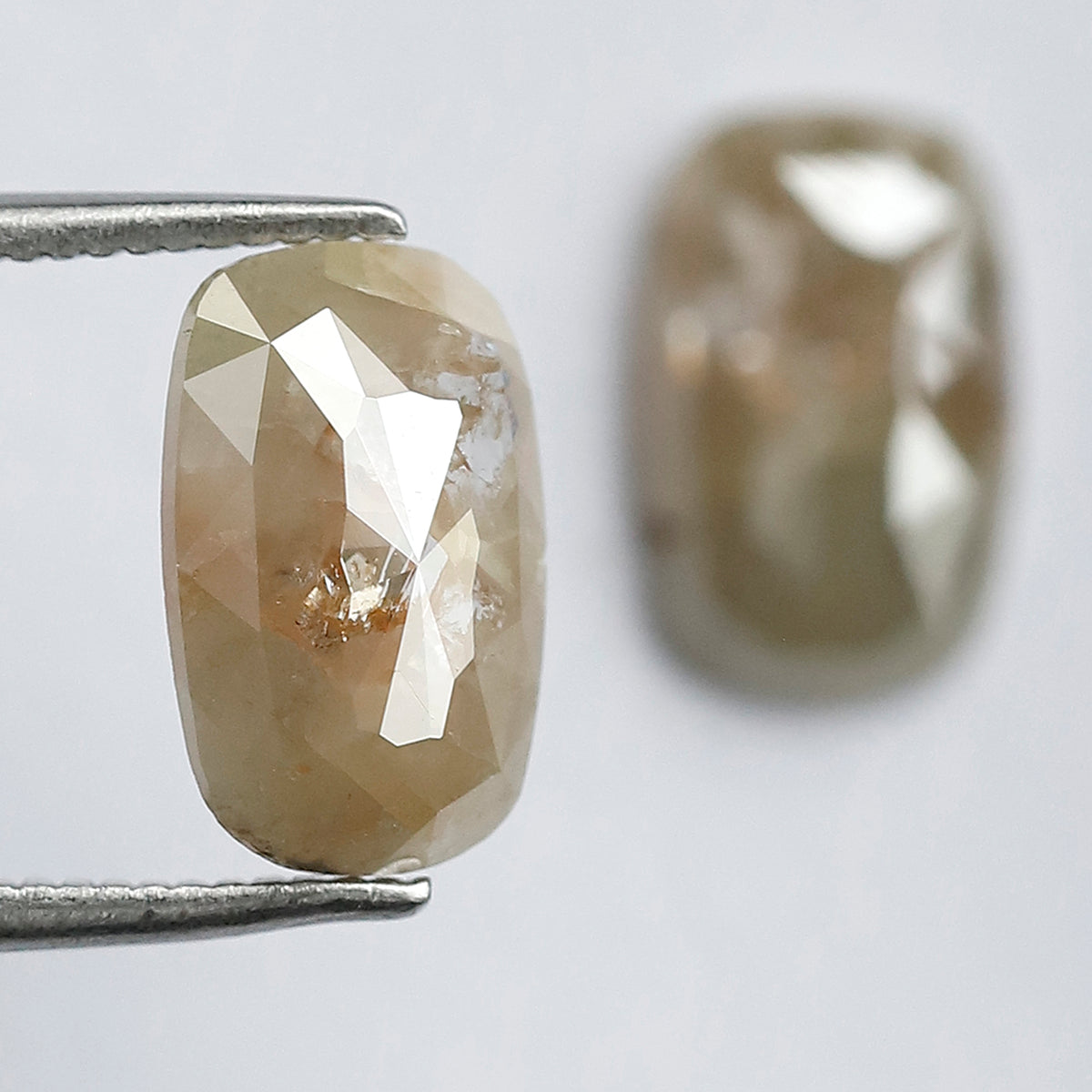 3.45 Carat Oval Cut Rustic Diamonds Pair, Peach Gray Natural Loose Diamonds, Earth Mined Stones for Earrings & Rings