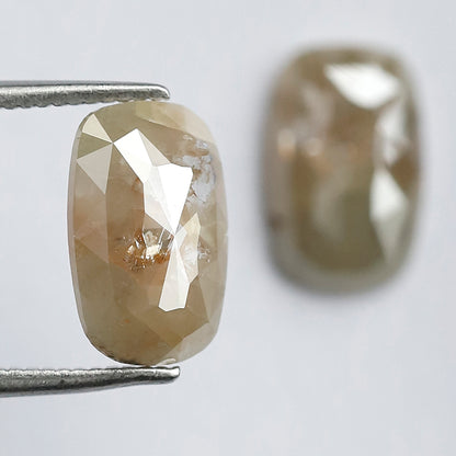 3.45 Carat Oval Cut Rustic Diamonds Pair, Peach Gray Natural Loose Diamonds, Earth Mined Stones for Earrings & Rings
