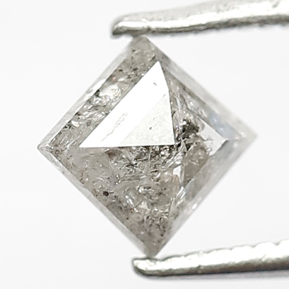 0.70 CT, 6.10 MM Natural Gray Black Kite Shape Earth Mined Salt and Pepper Diamond For Engagement Ring