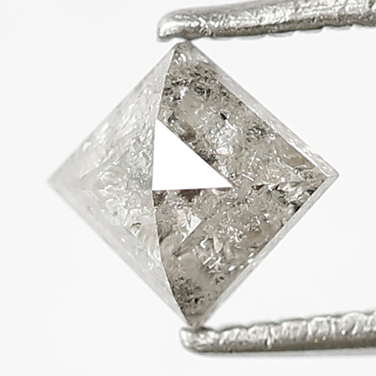 0.70 CT, 6.10 MM Natural Gray Black Kite Shape Earth Mined Salt and Pepper Diamond For Engagement Ring