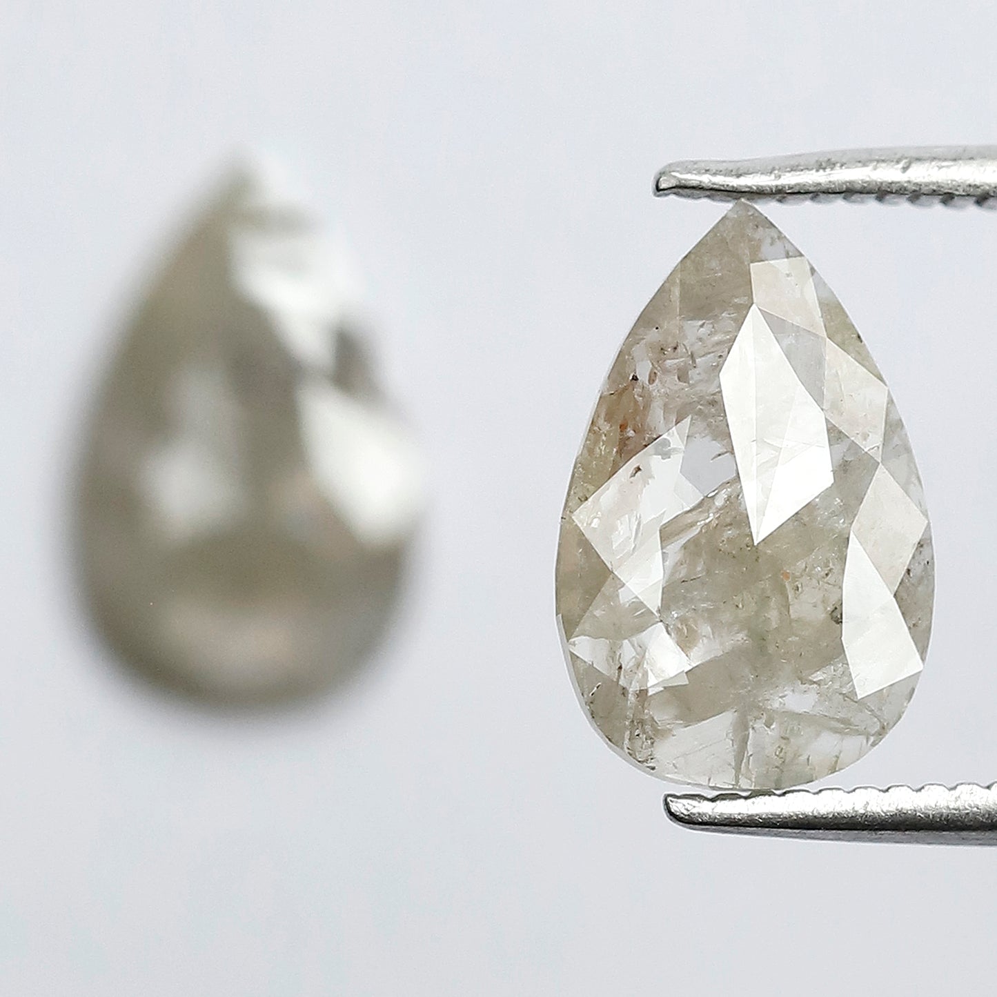 2.31 CT Pear Shape Rustic Diamond Pair, Natural Gray Salt and Pepper Diamonds, Earth Mined Loose Diamonds 11.00 mm