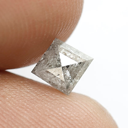0.70 CT, 6.10 MM Natural Gray Black Kite Shape Earth Mined Salt and Pepper Diamond For Engagement Ring