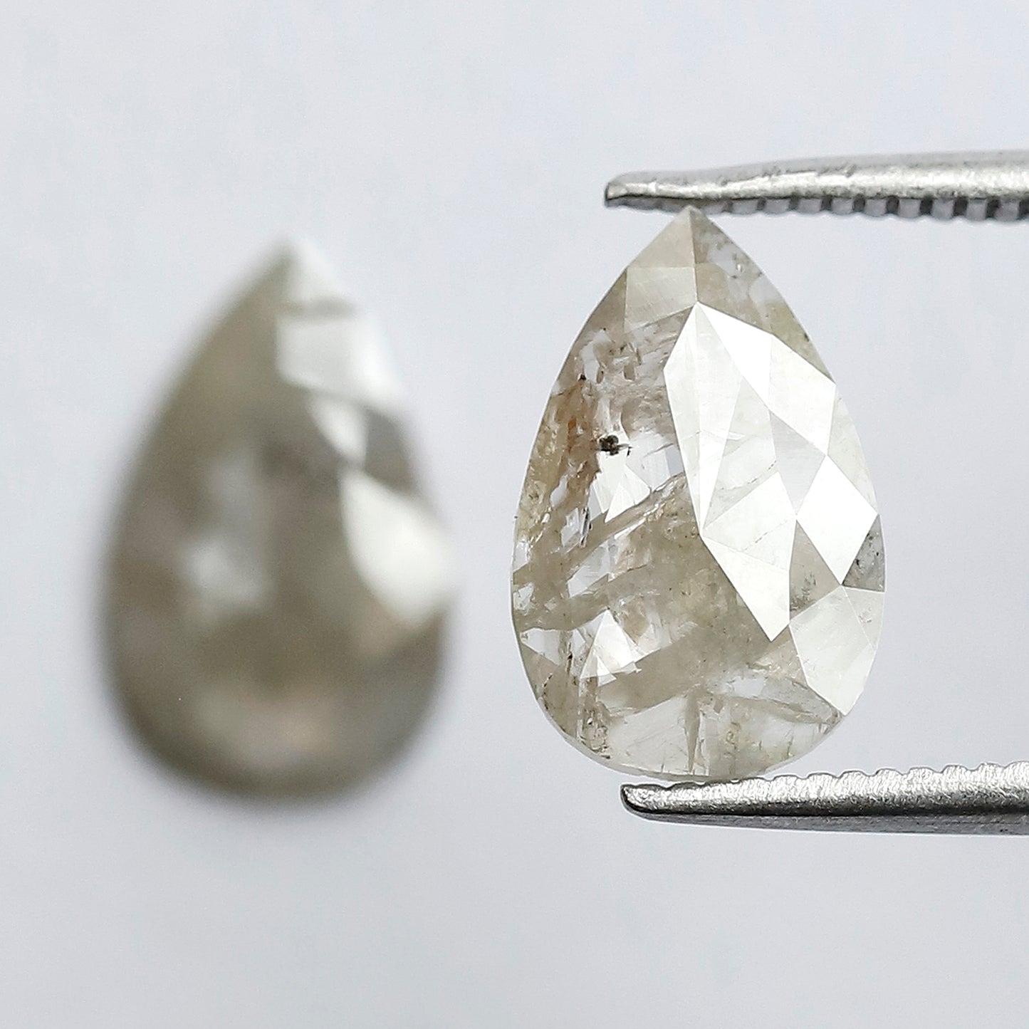 2.31 CT Pear Shape Rustic Diamond Pair, Natural Gray Salt and Pepper Diamonds, Earth Mined Loose Diamonds 11.00 mm