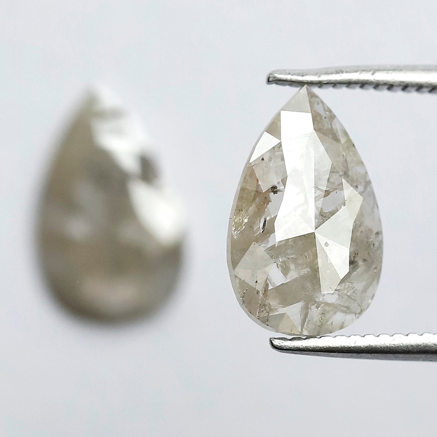 2.31 CT Pear Shape Rustic Diamond Pair, Natural Gray Salt and Pepper Diamonds, Earth Mined Loose Diamonds 11.00 mm