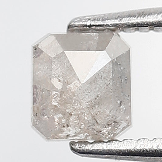 0.60 Ct Square Emerald Shape Salt and Pepper Diamond 4 MM Misty White Color Natural Loose Diamond
