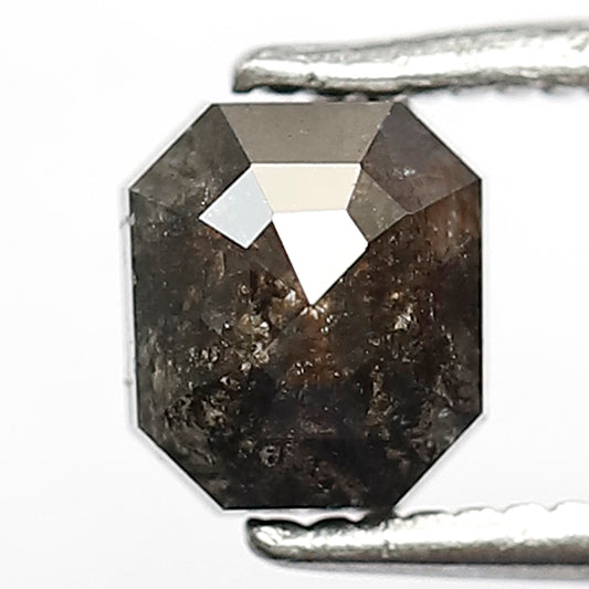 1.01 CT Emerald Cut Salt and Pepper Diamond, 5.50 mm Natural Ethical Loose Diamond for Ring, Pendant and Jewelry Making