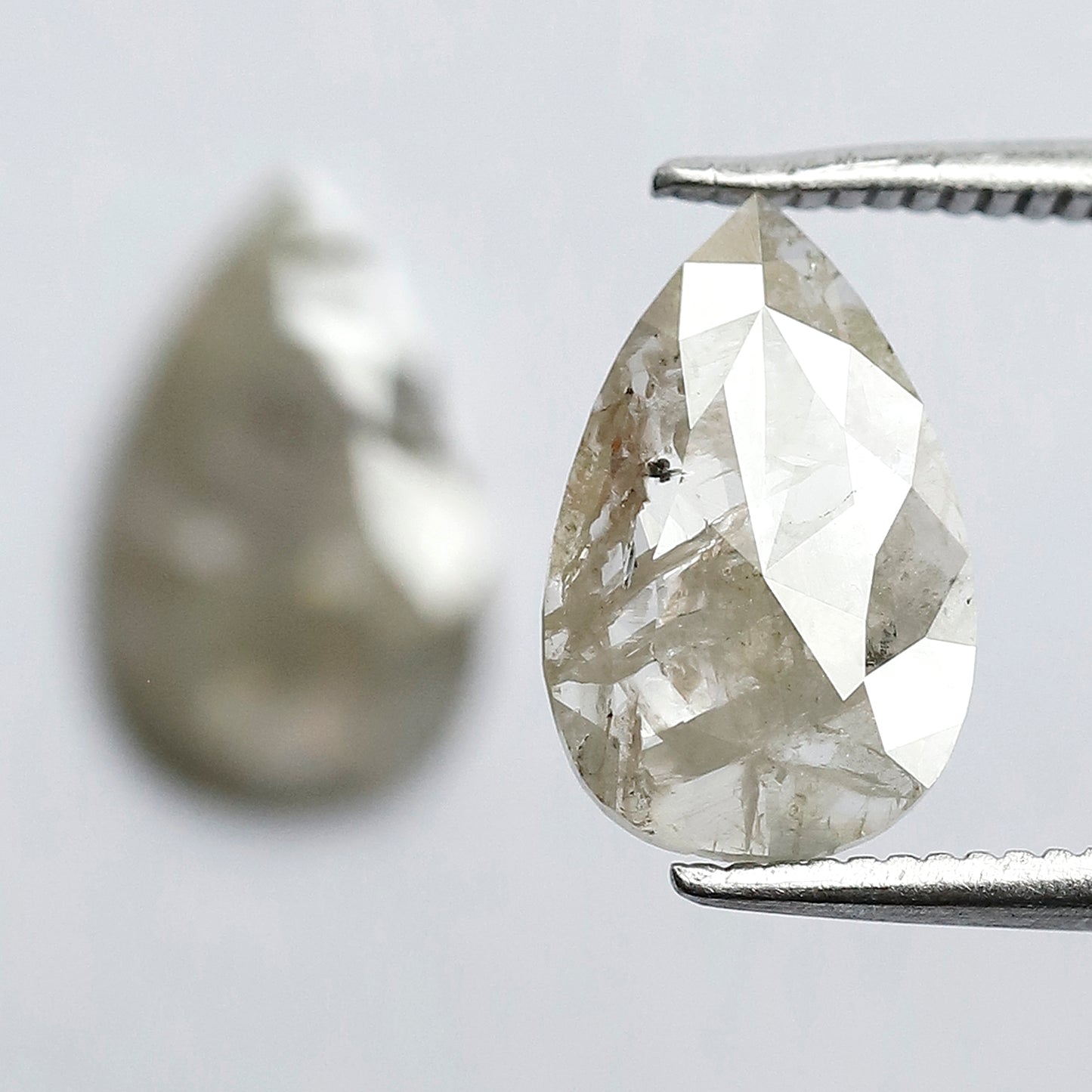 2.31 CT Pear Shape Rustic Diamond Pair, Natural Gray Salt and Pepper Diamonds, Earth Mined Loose Diamonds 11.00 mm