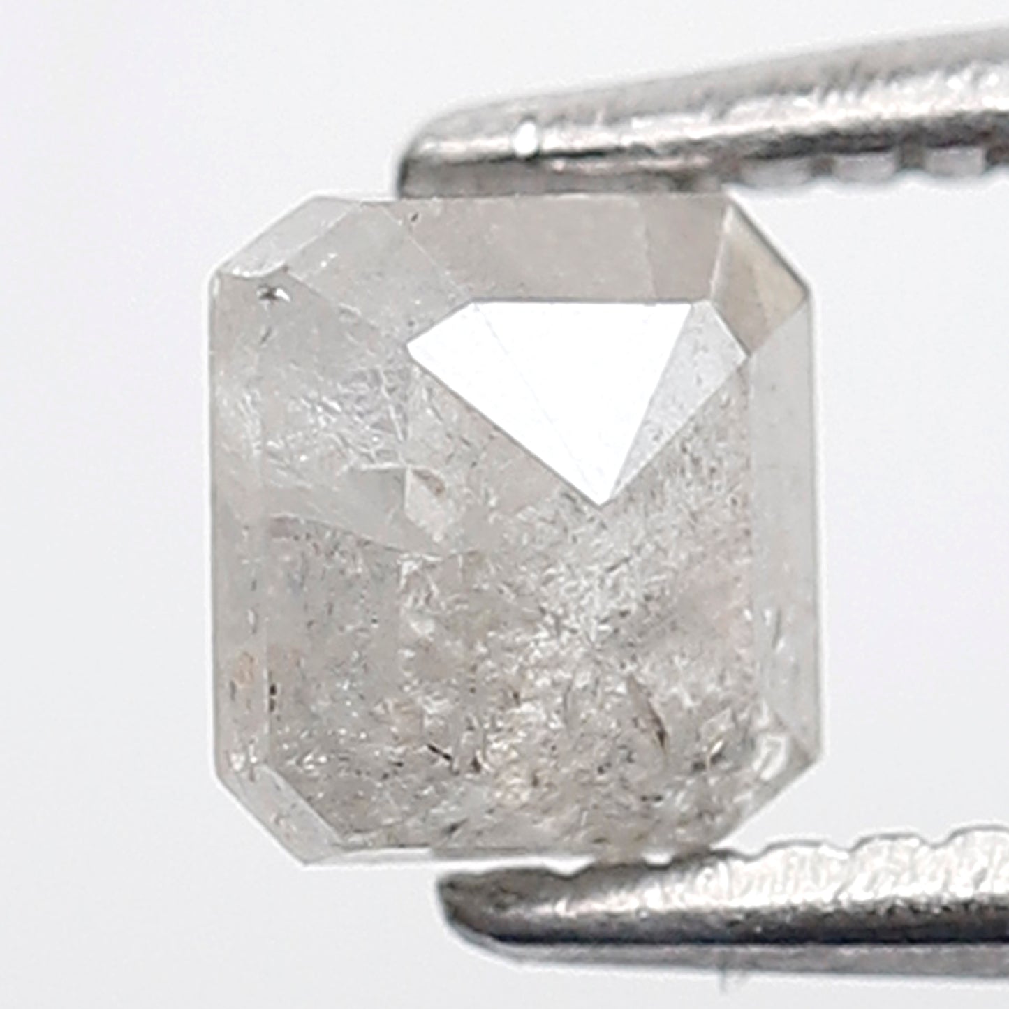 0.60 Ct Square Emerald Shape Salt and Pepper Diamond 4 MM Misty White Color Natural Loose Diamond