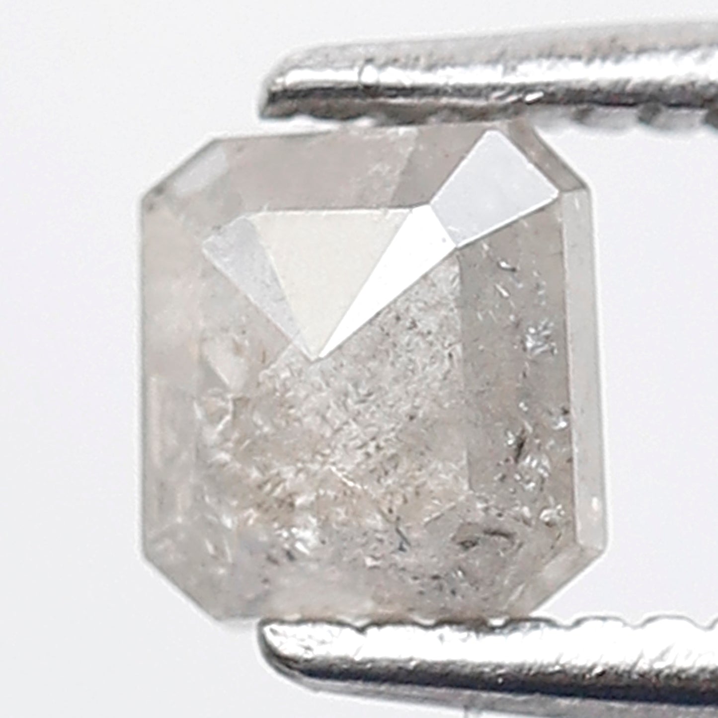 0.60 Ct Square Emerald Shape Salt and Pepper Diamond 4 MM Misty White Color Natural Loose Diamond