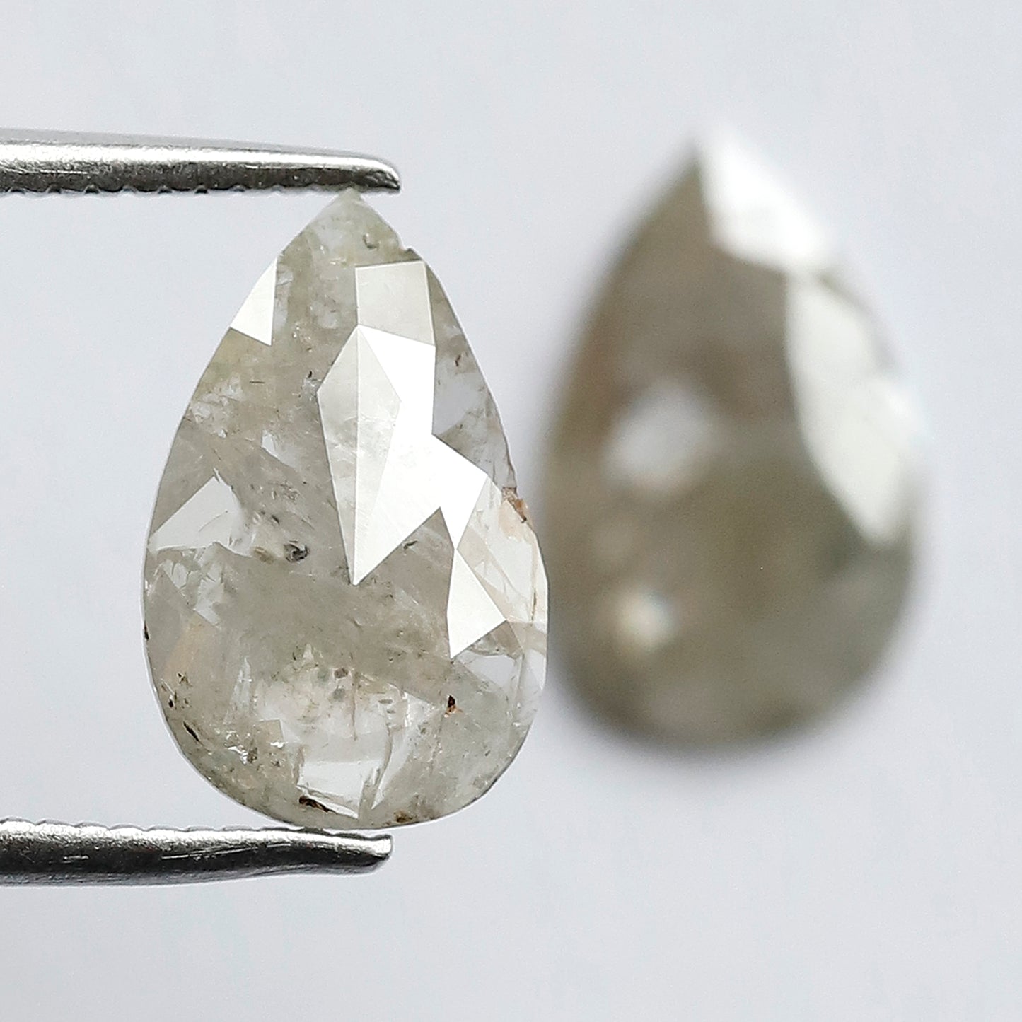 2.31 CT Pear Shape Rustic Diamond Pair, Natural Gray Salt and Pepper Diamonds, Earth Mined Loose Diamonds 11.00 mm