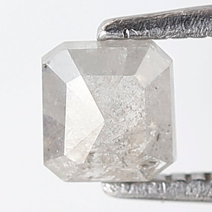 0.60 Ct Square Emerald Shape Salt and Pepper Diamond 4 MM Misty White Color Natural Loose Diamond