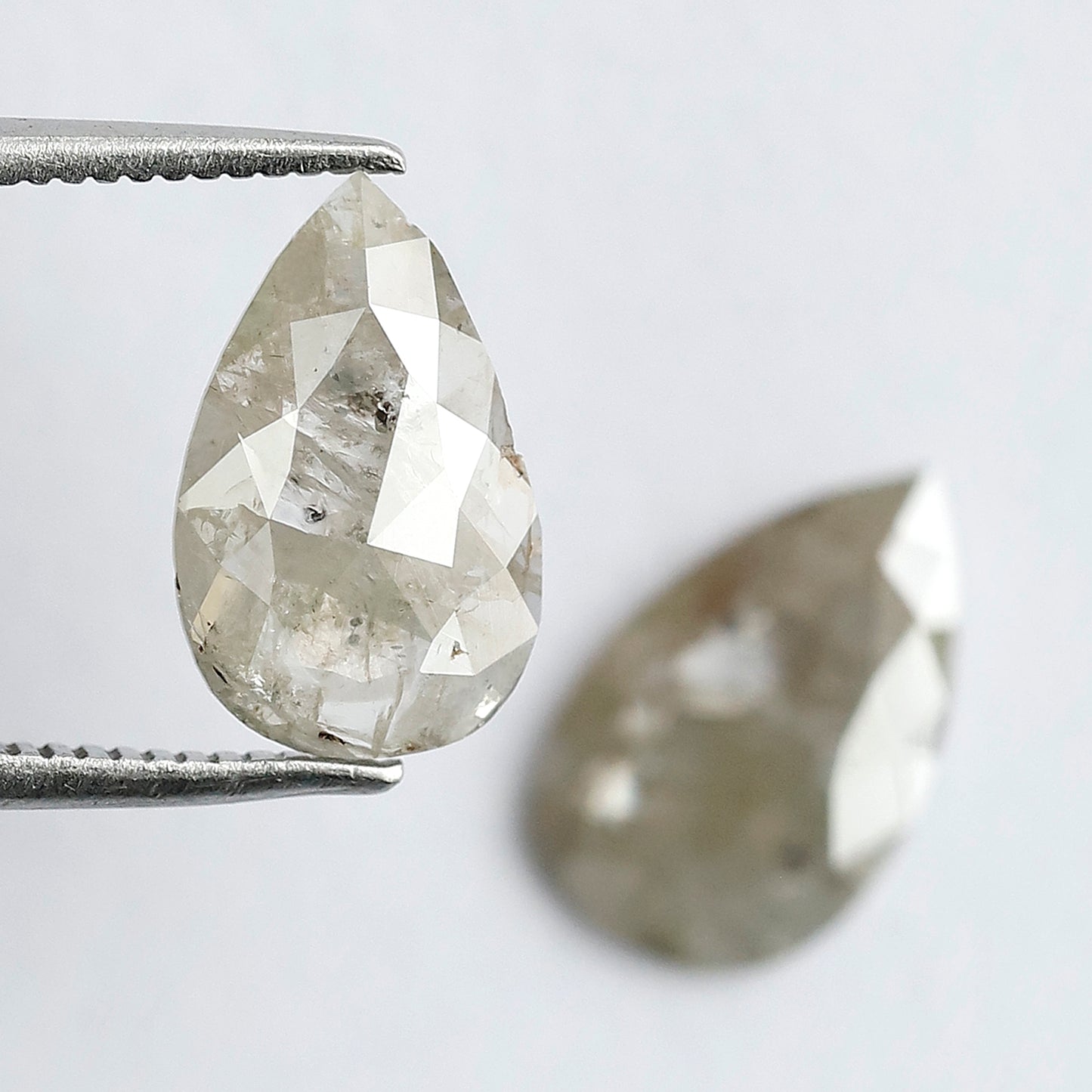 2.31 CT Pear Shape Rustic Diamond Pair, Natural Gray Salt and Pepper Diamonds, Earth Mined Loose Diamonds 11.00 mm