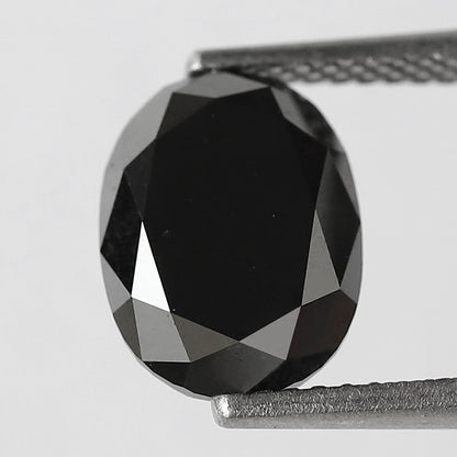 2.94 CT Oval Shape Heated Black Color Diamond, Loose Opaque Diamond, AAA Good Quality Diamond