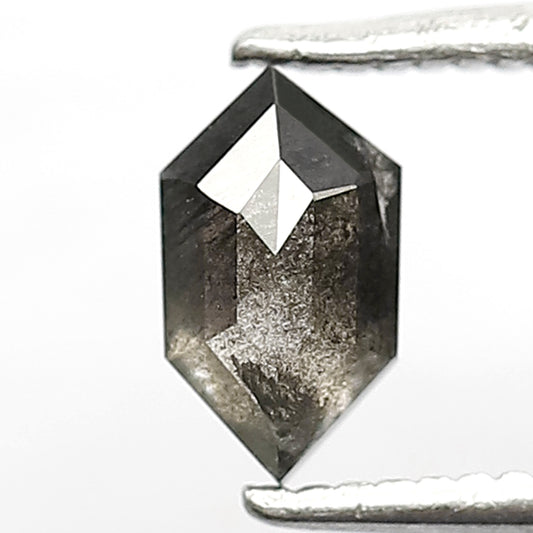 Hexagon Shape 0.54 CT Salt and Pepper Diamond, Natural 6.70 mm Ethical Loose Diamond for Engagement Ring Design