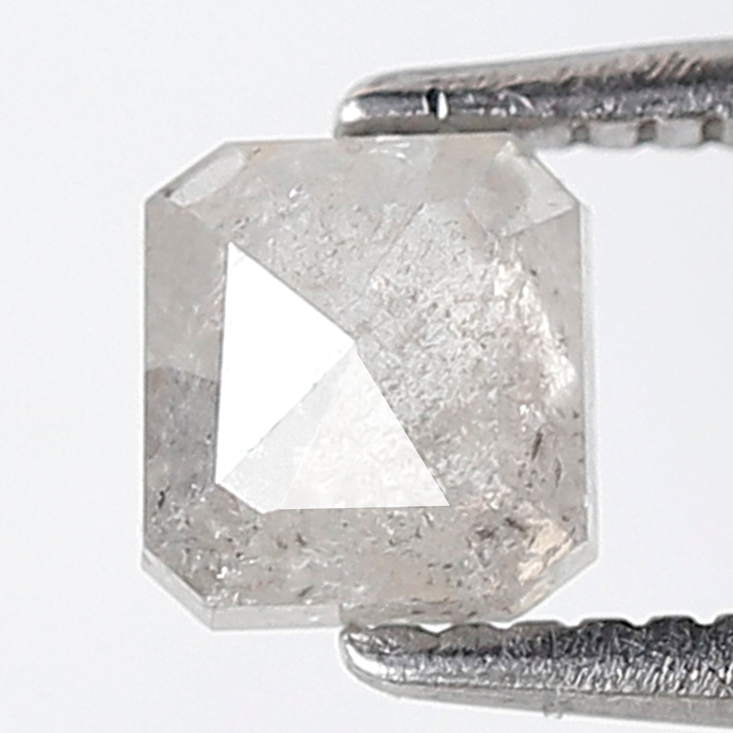 0.60 Ct Square Emerald Shape Salt and Pepper Diamond 4 MM Misty White Color Natural Loose Diamond