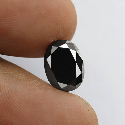 2.94 CT Oval Shape Heated Black Color Diamond, Loose Opaque Diamond, AAA Good Quality Diamond