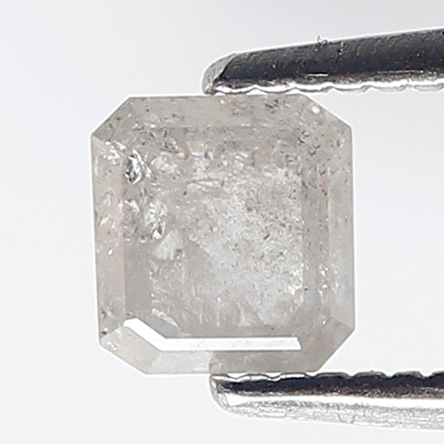 0.60 Ct Square Emerald Shape Salt and Pepper Diamond 4 MM Misty White Color Natural Loose Diamond
