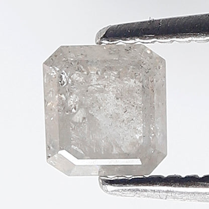 0.60 Ct Square Emerald Shape Salt and Pepper Diamond 4 MM Misty White Color Natural Loose Diamond