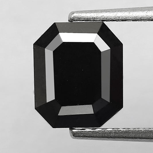 Natural Treated 2.54 CT Black Diamond Emerald Cut, 8.00 mm Loose Ethical Stone for Custom Anniversary Ring