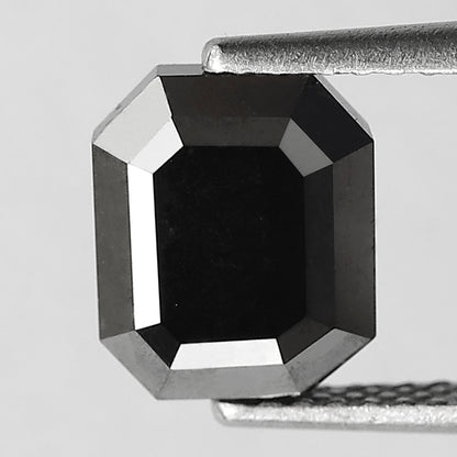 Natural Treated 2.54 CT Black Diamond Emerald Cut, 8.00 mm Loose Ethical Stone for Custom Anniversary Ring