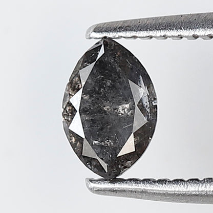 0.37 Ct Marquise Shape Salt and Pepper Diamond 6 MM Loose Natural Gray Black Color Diamond