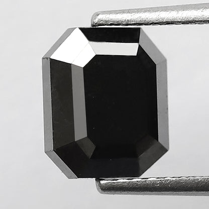 Natural Treated 2.54 CT Black Diamond Emerald Cut, 8.00 mm Loose Ethical Stone for Custom Anniversary Ring