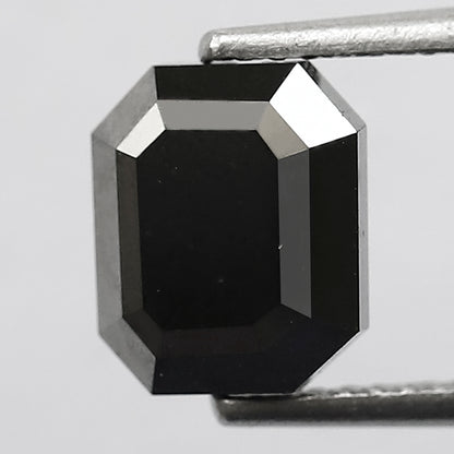 Natural Treated 2.54 CT Black Diamond Emerald Cut, 8.00 mm Loose Ethical Stone for Custom Anniversary Ring