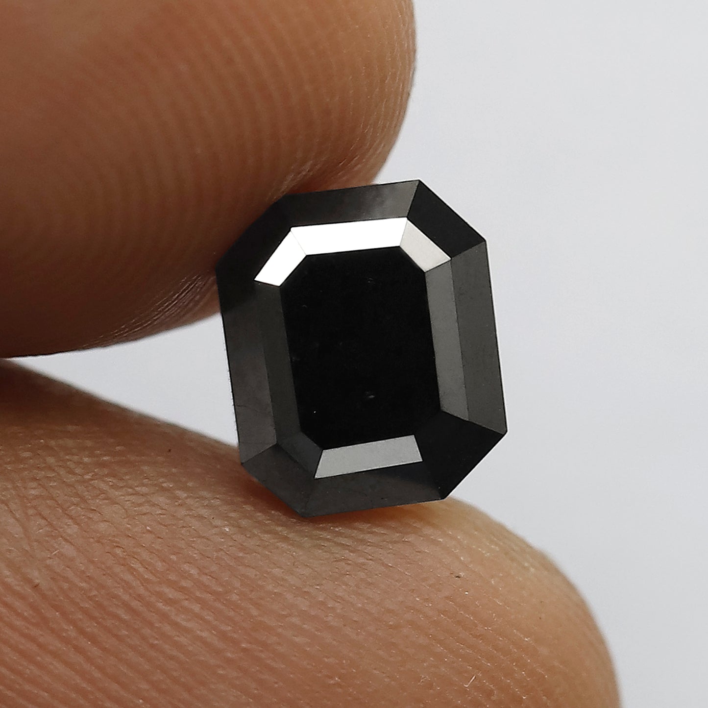 Natural Treated 2.54 CT Black Diamond Emerald Cut, 8.00 mm Loose Ethical Stone for Custom Anniversary Ring