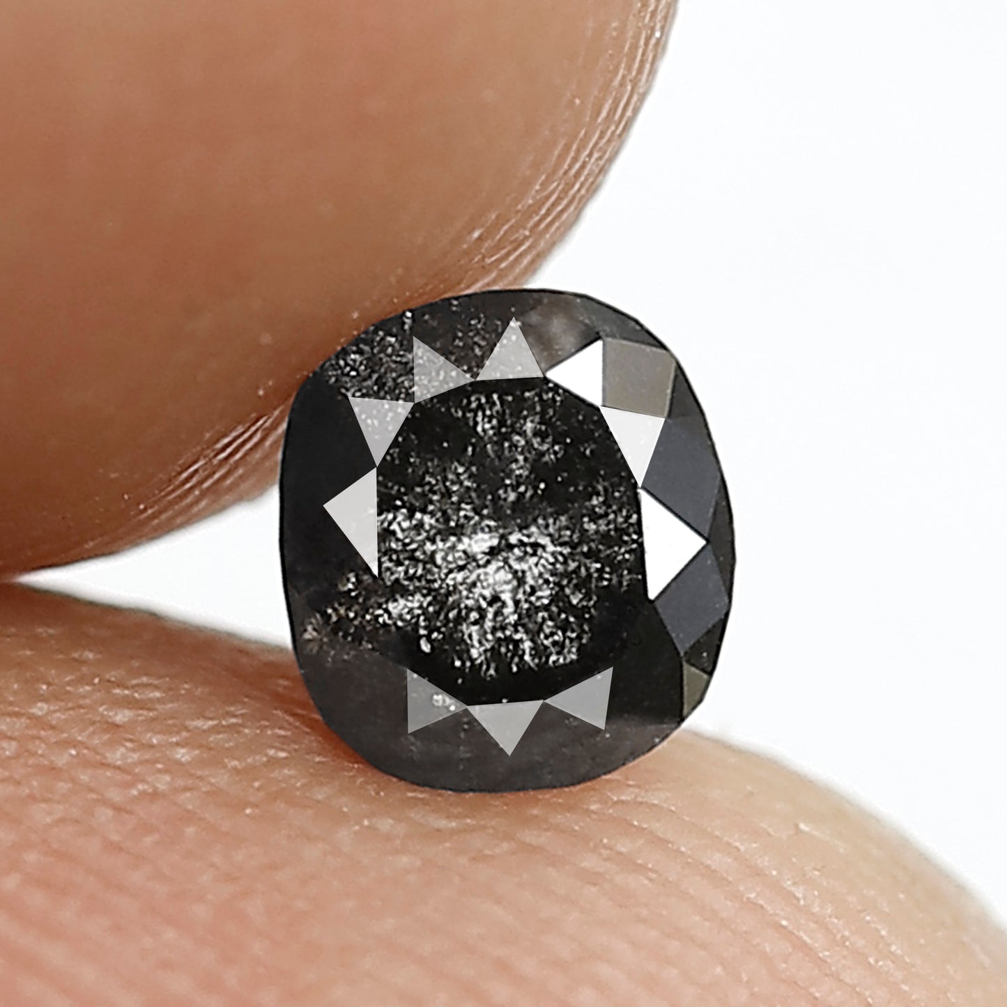 0.52 CT Cushion cut Natural Loose Diamond, 4.80 x 4.40 mm Gray Black Salt and Pepper Diamond