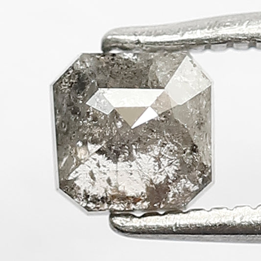 0.59 CT Square Emerald Cut Salt and Pepper Diamond, Natural Gray Black Loose Diamond, Conflict Free Engagement Stone