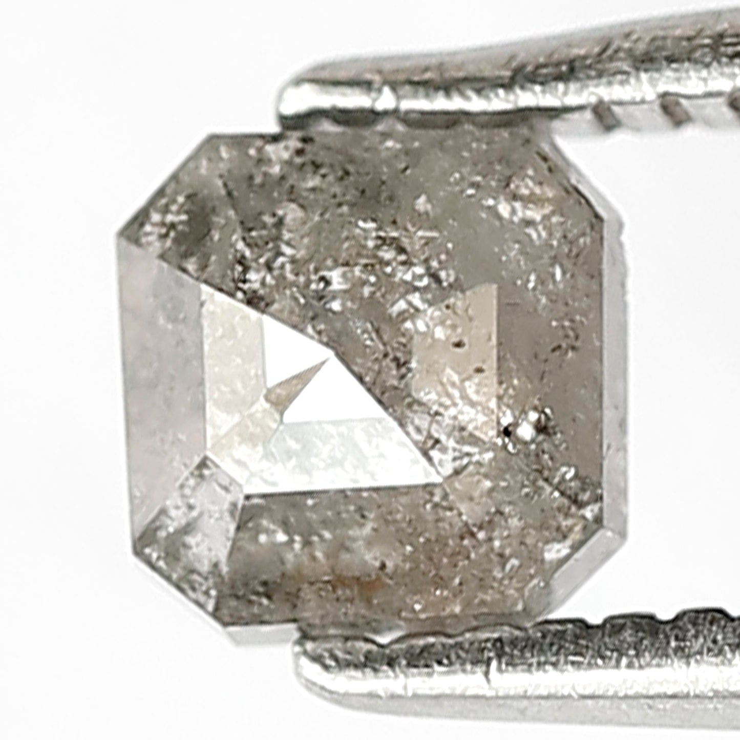 0.59 CT Square Emerald Cut Salt and Pepper Diamond, Natural Gray Black Loose Diamond, Conflict Free Engagement Stone