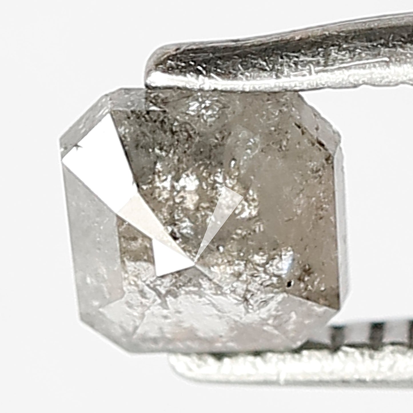 0.59 CT Square Emerald Cut Salt and Pepper Diamond, Natural Gray Black Loose Diamond, Conflict Free Engagement Stone