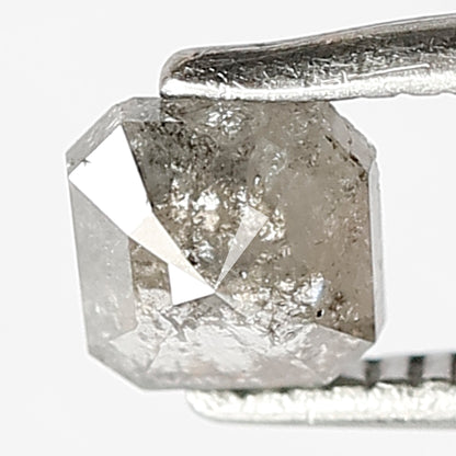 0.59 CT Square Emerald Cut Salt and Pepper Diamond, Natural Gray Black Loose Diamond, Conflict Free Engagement Stone