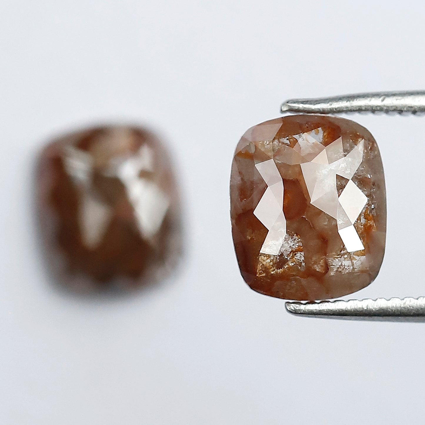 Natural Cushion Cut Rustic Loose Diamond Pair 3.09 Carat, Reddish Earth Mined Diamonds for Earrings & Jewelry Making
